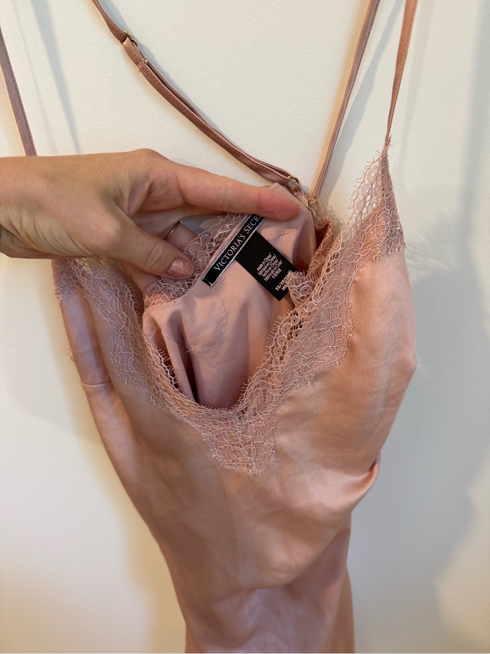 Victoria's Secret Dusty Rose Satin Lace-Trim Slip